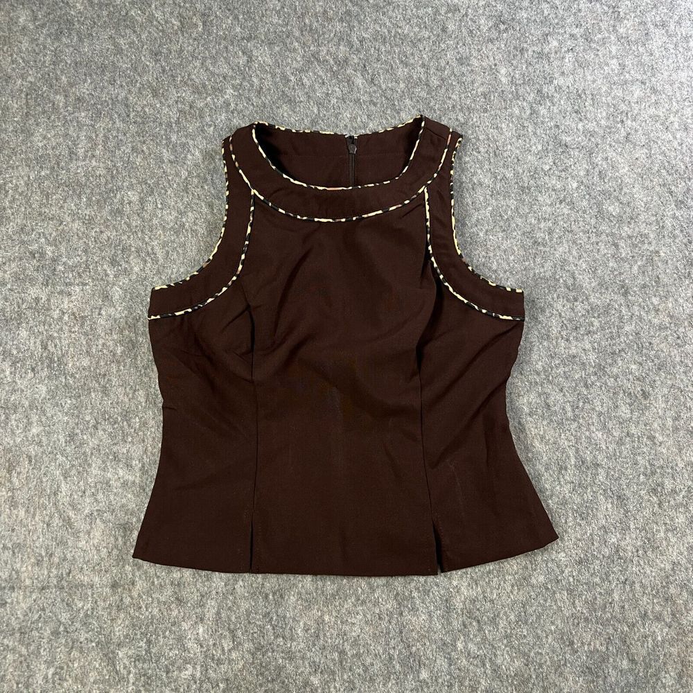 XOXO Women's Blouse Top‎ Size Large Brown Sleeveless Round Neck Back Zipper